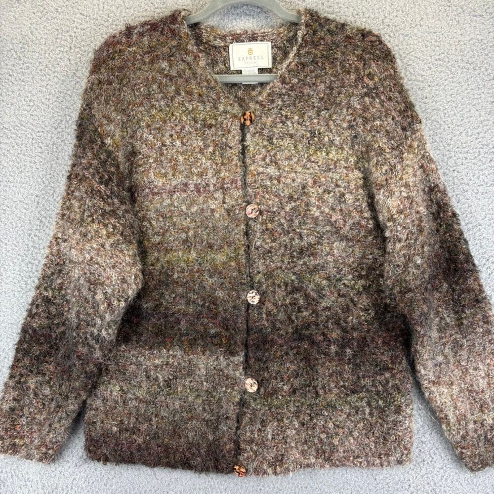 Y2k Express Tricot Cardigan Small Mohair Lagenlook Boho Artsy Cabin Chunky Cozy